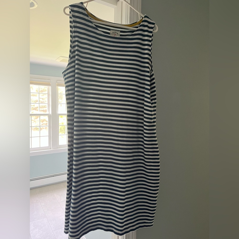 Navy striped dress by Joules